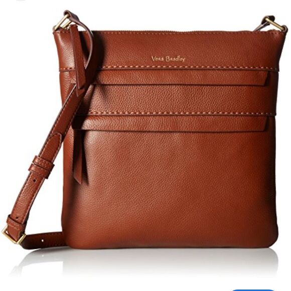Vera Bradley Handbags - Vera Bradley women Mallory Triple Zip Hipster Leather Tan Shoulder Bag crossbody